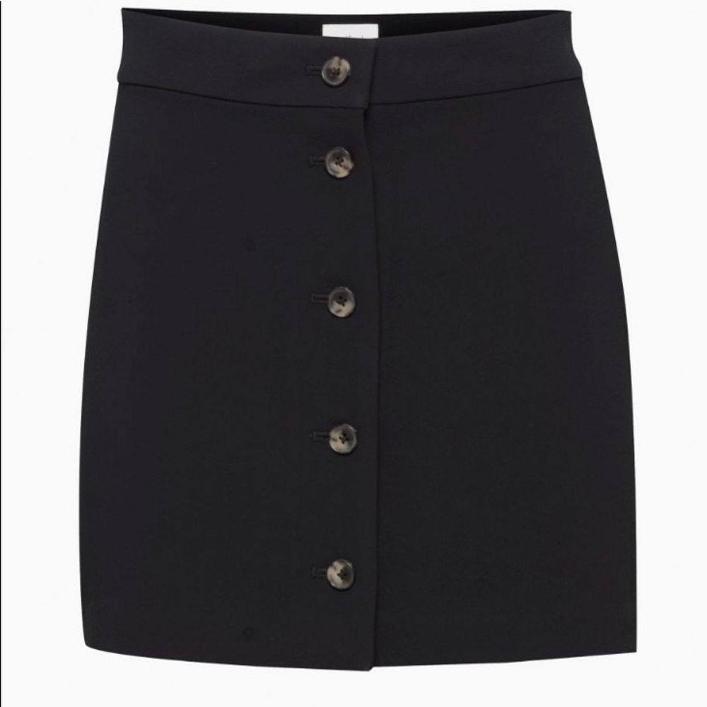 - Wilfred - Black button up, high waisted, mini skirt